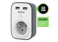 BELKIN ZAŠČITA 1 vtičnica 2x 2.4A USB - BSV103vf - 745883659654