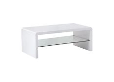 Klubska miza DEJA III (bela visok sijaj) 110x60x41 Steklo + MDF bela visok sijaj