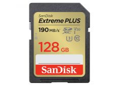 SDXC SANDISK 128GB EXTREME PLUS, 190/90MB/s, UHS-I, C10, U3, V30 - SDSDXWA-128G-GNCIN - 619659189389